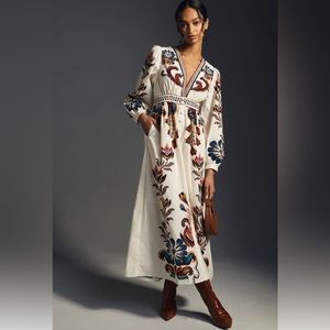 Farm x Anthropologie V Neck Maxi Dress